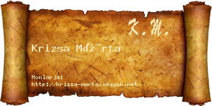 Krizsa Márta névjegykártya